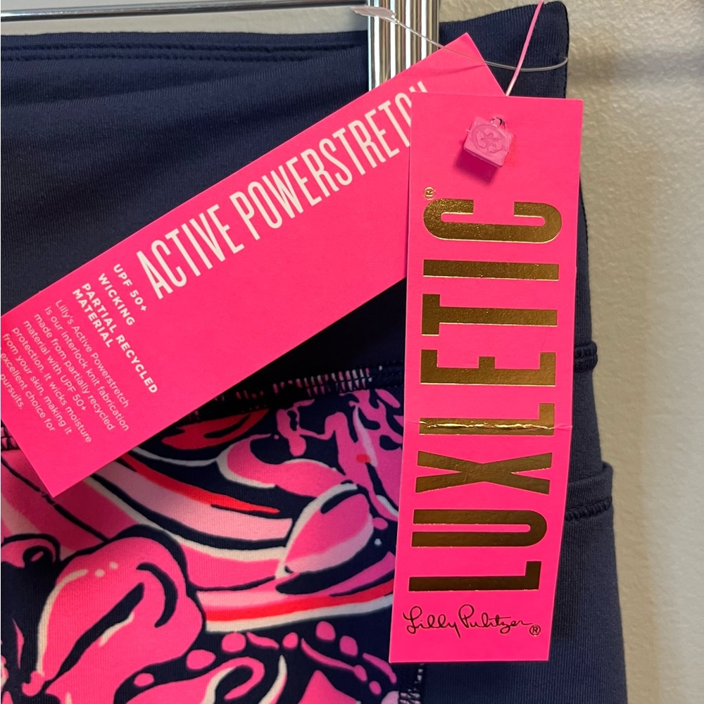 Lilly Pulitzer Weekender Mid-Rise Midi Legging Navy Flirty Fins & Feathers S NWT - Picture 7 of 16